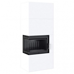 Kratki Home Simple Box Kamin-Ofen Stahl-Verkleidung weiß 2-Seitig Türanschlag links Fertig-Bausatz 8kw Bauart 2 200mm Agbasstutzen-Durchmesser BImSchV 2 - 1