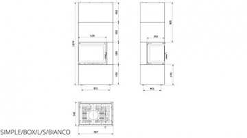 Kratki Home Simple Box Kamin-Ofen Stahl-Verkleidung weiß 2-Seitig Türanschlag links Fertig-Bausatz 8kw Bauart 2 200mm Agbasstutzen-Durchmesser BImSchV 2 - 5