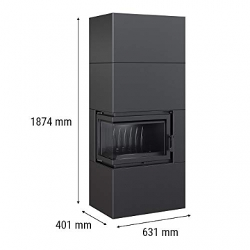 KRATKI Kaminofen Simple Box Komplettset | Gewicht 328 kg, Maße in cm: H187,40 x B78,70 x T54,70 | Brennstoff: Holz, Nennwärmeleistung 8 kW, für Raumfläche bis zu 140 m2, Energieeffizienzklasse A - 2