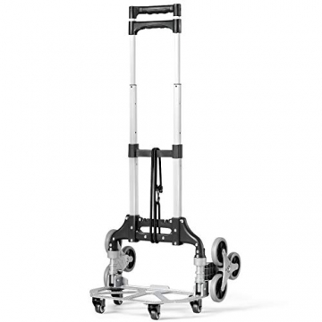 RELAX4LIFE Treppensteigwagen, höhenverstellbare Sackkarre mit 10 Rädern, faltbare Transportkarre mit ausziehbaren Griffen & Expanderseil, Treppensteiger bis zu 80 kg belastbar, Handkarre aus Aluminium - 9
