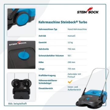 Steinbock Kehrmaschine Turbo manuell | Hand-Kehrmaschine | Reinigungsgerät-Kehrbreite 750 mm | komfortabel & schnell kehren - 4