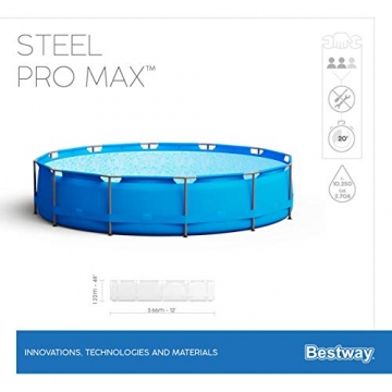 Bestway Steel Pro Max 366x122 cm, stabiler Frame Pool rund im Komplett Set, inklusive Filterpumpe, Sicherheitsleiter und PVC-Abdeckplane - 12