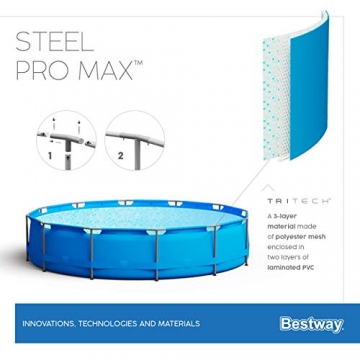 Bestway Steel Pro Max 366x122 cm, stabiler Frame Pool rund im Komplett Set, inklusive Filterpumpe, Sicherheitsleiter und PVC-Abdeckplane - 13