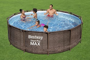 Bestway Steel Pro MAX Ersatz Frame Pool ohne Zubehör Ø 366 x 100 cm, Rattan-Optik (Schokobraun), rund - 2