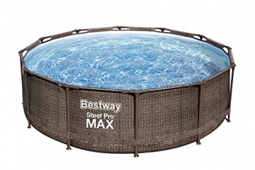 Bestway Steel Pro MAX Ersatz Frame Pool ohne Zubehör Ø 366 x 100 cm, Rattan-Optik (Schokobraun), rund - 4