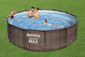 Bestway Steel Pro MAX Ersatz Frame Pool ohne Zubehör Ø 366 x 100 cm, Rattan-Optik (Schokobraun), rund - 7