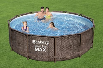 Bestway Steel Pro MAX Ersatz Frame Pool ohne Zubehör Ø 366 x 100 cm, Rattan-Optik (Schokobraun), rund - 8
