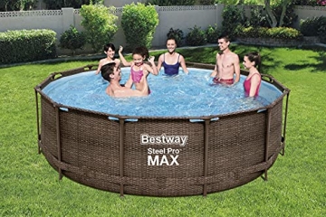 Bestway Steel Pro MAX Ersatz Frame Pool ohne Zubehör Ø 366 x 100 cm, Rattan-Optik (Schokobraun), rund - 9