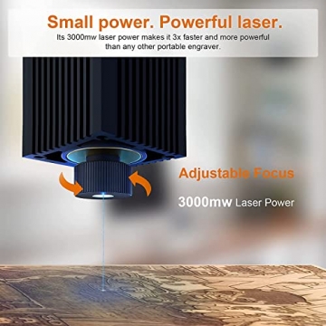 Laser Graviermaschine, Wainlux 3000W Tragbar Lasergravierer mit 0.05mm Graviergenauigkeit Fixfokus, Unterstützung BT Verbindung & Bereich 3,15