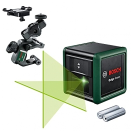 Bosch Kreuzlinienlaser Quigo Green mit Universalklemme MM 2 (grüner Laser für bessere Sichtbarkeit, Gehäuse aus recyceltem Kunststoff) - 1