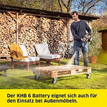 Kärcher 18 V Akku-Druckreiniger KHB 6 Battery, Druck: 24 bar, Flachstrahldüse, Rotordüse, Quick Connect, Gartenschlauchanschluss A3/4