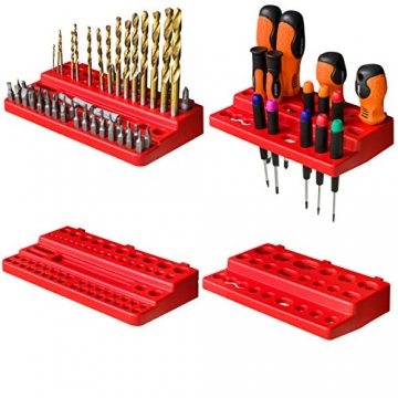 Werkzeugwand 1728 x 780 mm Stapelboxen Werkzeughalter Wandplatte Halterungsschienen Garage Lager Werkstatt Hobby (50 Boxen rot) - 6
