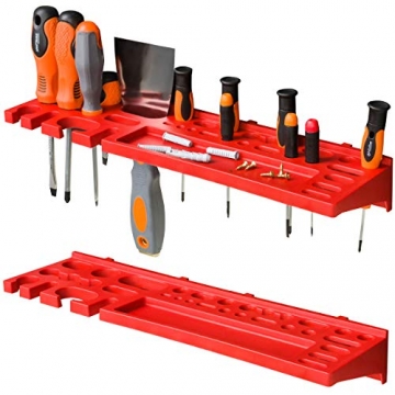 Werkzeugwand 1728 x 780 mm Stapelboxen Werkzeughalter Wandplatte Halterungsschienen Garage Lager Werkstatt Hobby (50 Boxen rot) - 7
