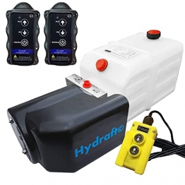 Hydraulikaggregat HYDRAFT, Hydraulikpumpe mit 7 Liter Tank und Kabelfernbedienung + Funkfernbedienung, 12V 180 bar 2000 Watt (2 x Funkfernbedienung) - 1
